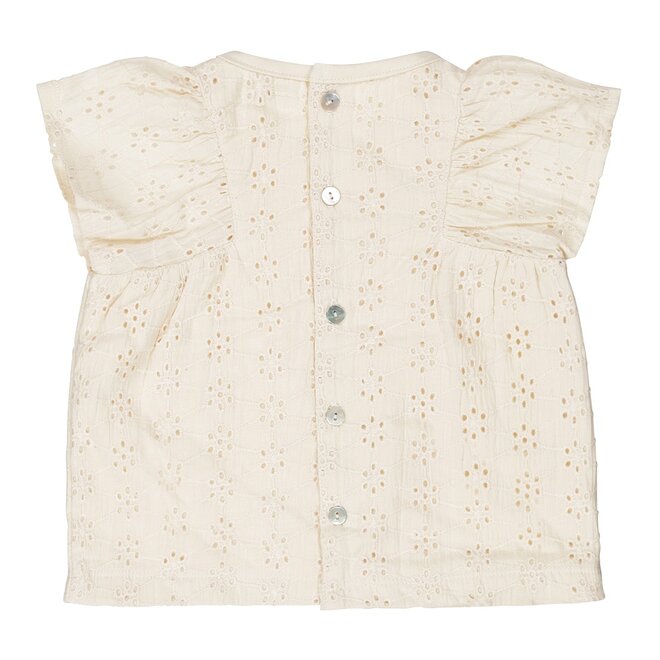 Dirkje girls blouse short sleeve off white embroidery