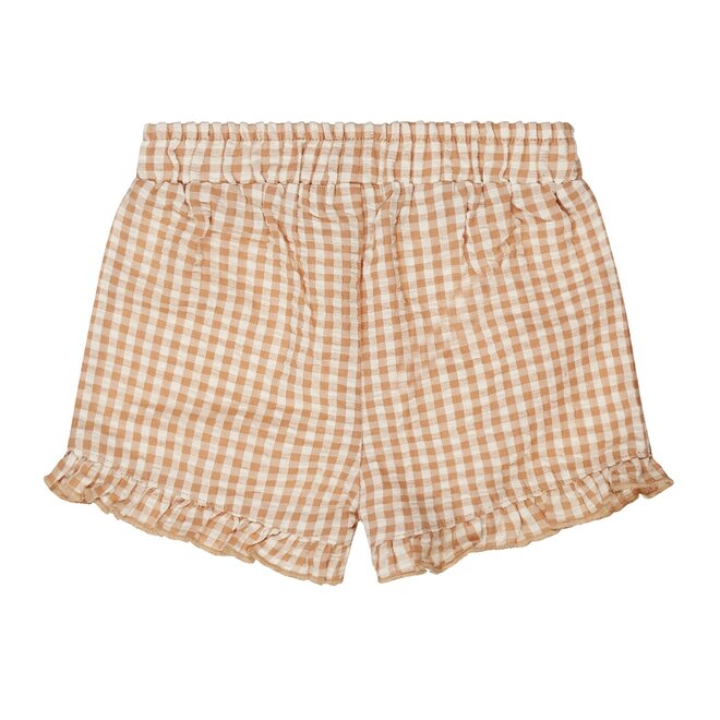 Dirkje Mädchen Shorts off weiß soft braun kariert