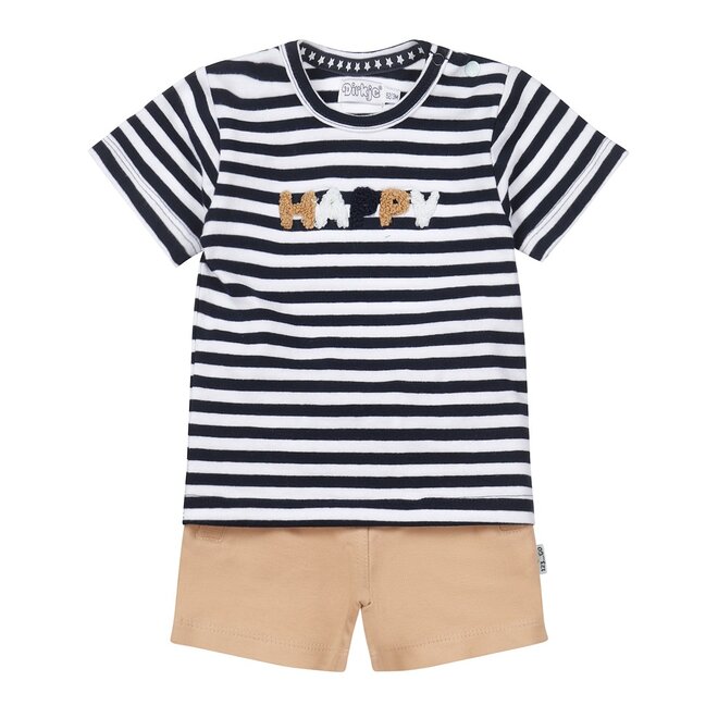 Dirkje jongens baby set T-shirt shorts donkerblauw bruin