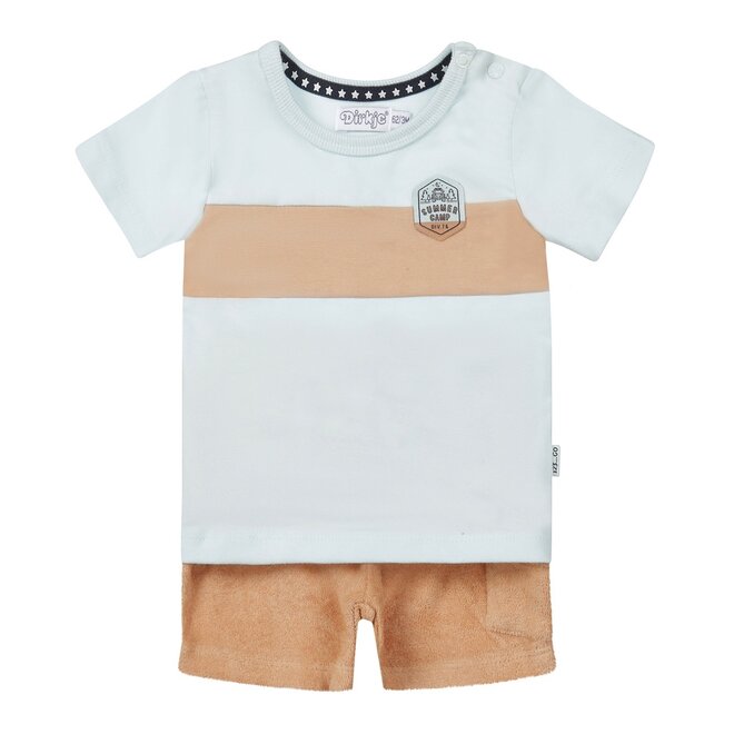 Dirkje Jungen Baby Set T-shirt Shorts hellblau hellbraun