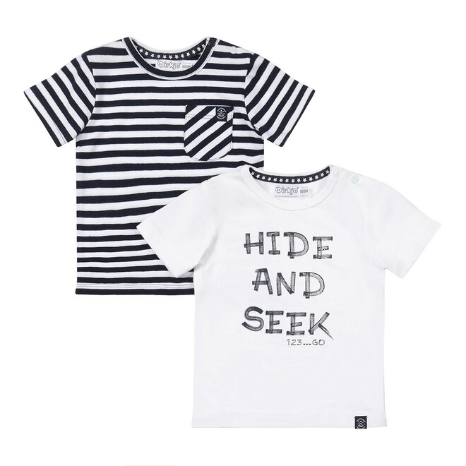 Dirkje boys 2-pack T-shirt dark blue white striped