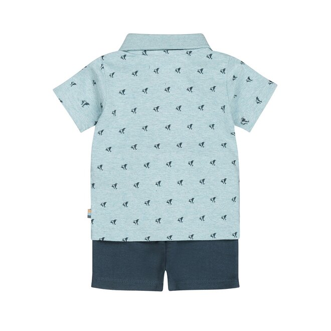 Dirkje boys baby set polo shorts blue petrol