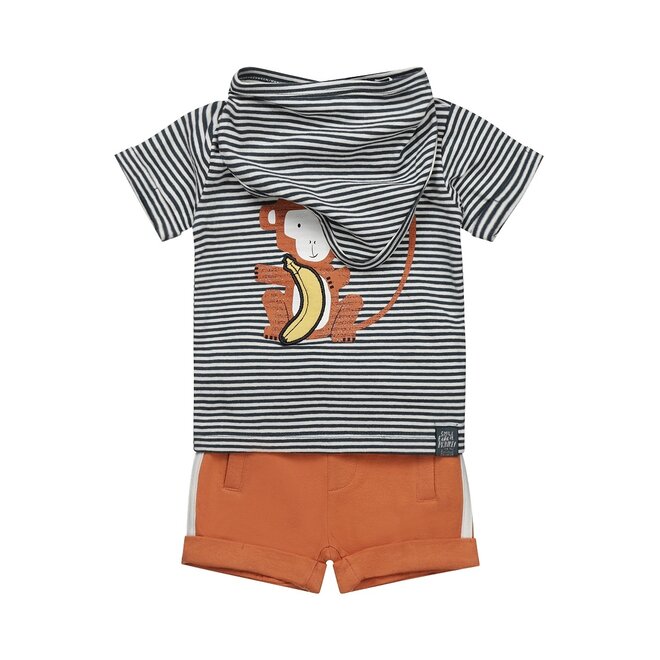 Dirkje Jungen Baby Set T-shirt Shorts Schal petrol monkey