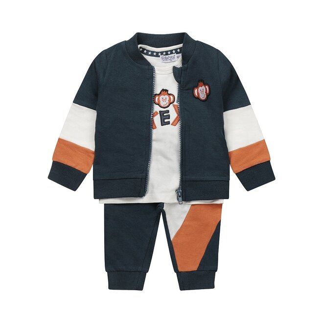 Dirkje Jungen Baby Set Strickjacke T-shirt kurze Hose petrol