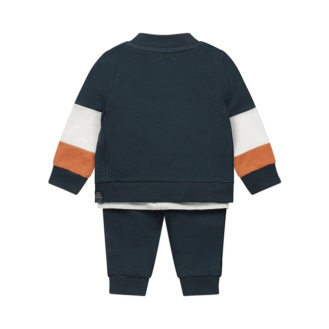 Dirkje boys baby set cardigan T-shirt shorts petrol