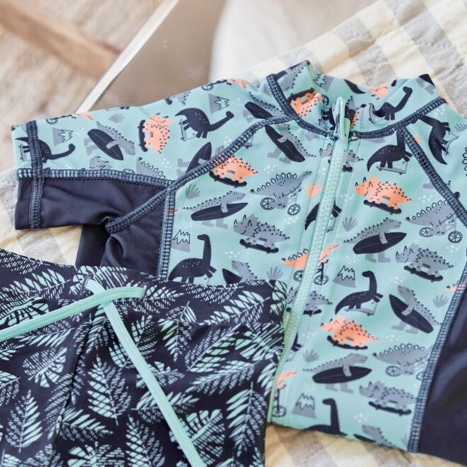 Dirkje boys swimming costume aqua blue dino