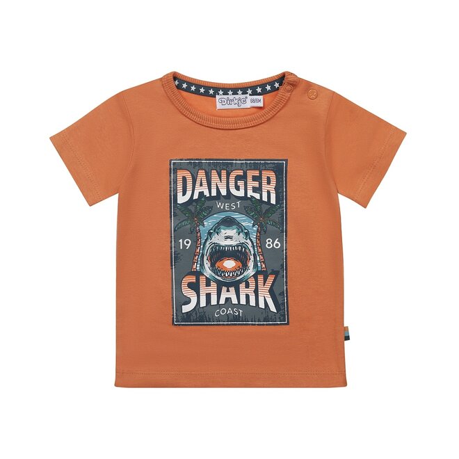Dirkje boys T-shirt dark orange shark