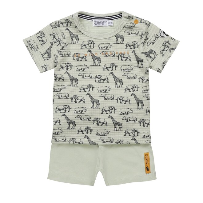 Dirkje jongens baby set T-shirt shorts lichtgroen dieren