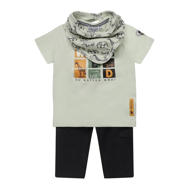 Dirkje Jungen Baby Set T-shirt Shorts Schal hellgrün