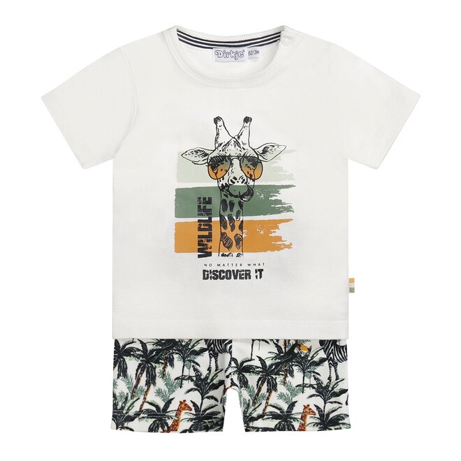 Dirkje boys baby set T-shirt shorts multi colour giraffe
