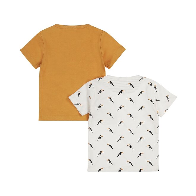 Dirkje boys 2-pack T-shirt camel white toucan