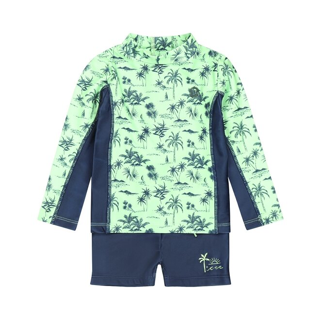 Dirkje boys swimming costume green dark blue palm tree