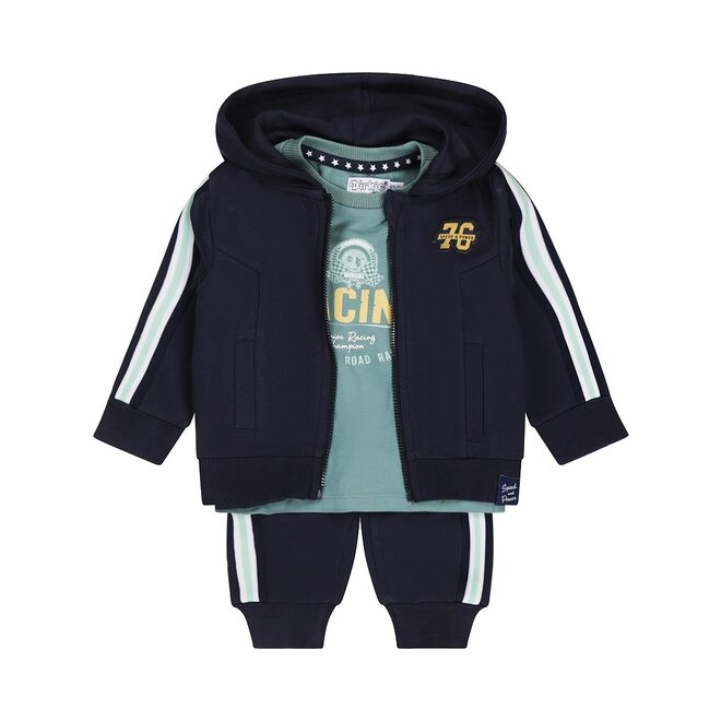 Dirkje boys baby set cardigan T-shirt shorts dark blue blue