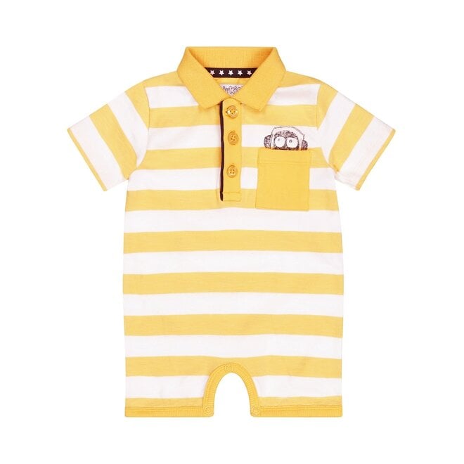 Dirkje boys baby short sleeve suit yellow white striped