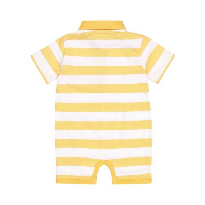 Dirkje boys baby short sleeve suit yellow white striped