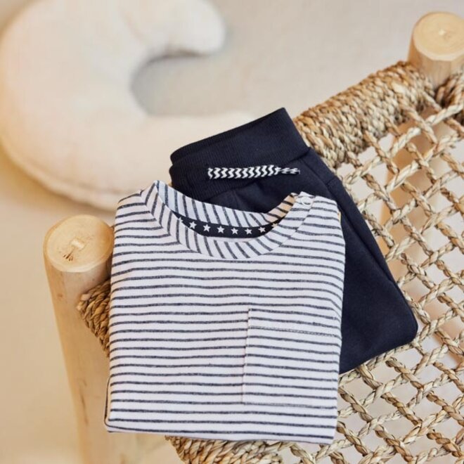 Dirkje boys T-shirt dark blue white striped