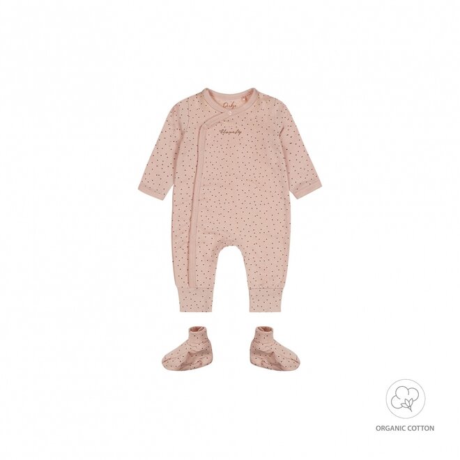 Dirkje Mädchen Baby Bio Spielanzug Hausschuhe weich rosa