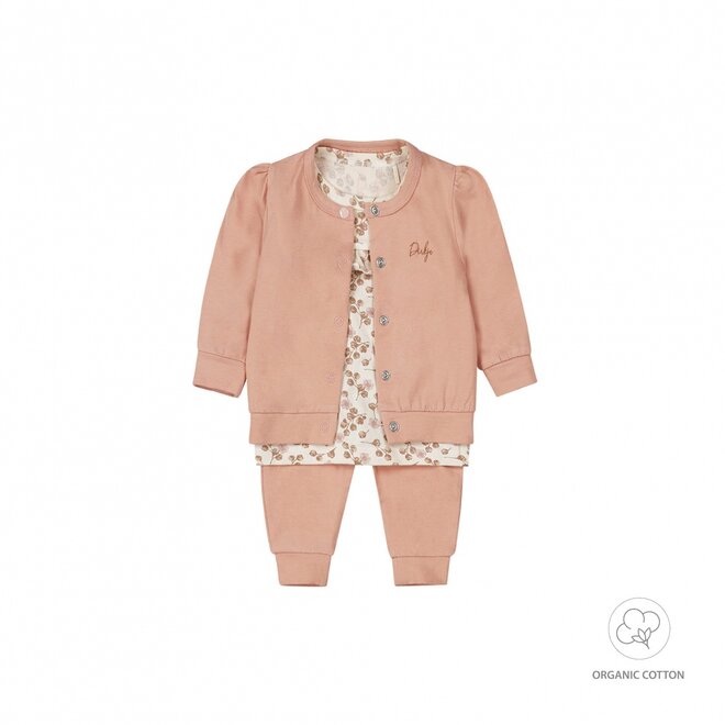 Dirkje meisjes baby bio longsleeve vest broek oudroze