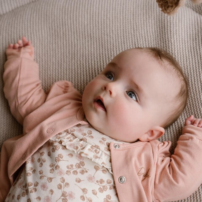 Dirkje meisjes baby bio longsleeve vest broek oudroze