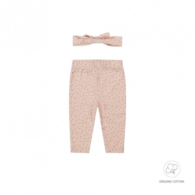 Dirkje Mädchen Baby Bio-Hose Haarband zartrosa gepunktet