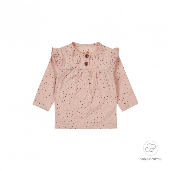 Dirkje Mädchen Baby Bio Longsleeve zartrosa gepunktet Rüschen