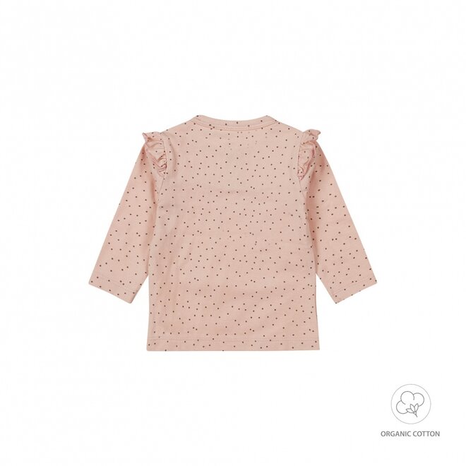 Dirkje meisjes baby bio longsleeve zachtroze stippen ruffles