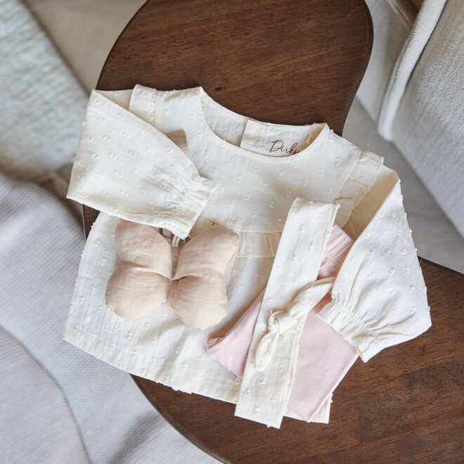 Dirkje meisjes baby bio blouse haarband off white