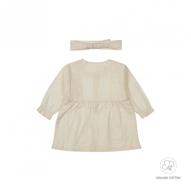 Dirkje Mädchen Baby Bio Kleid Haarband off white