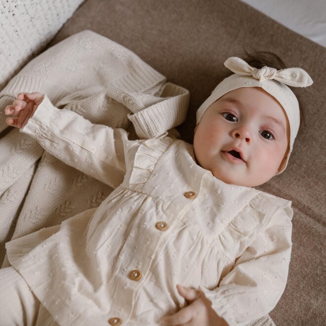 Dirkje Mädchen Baby Bio Kleid Haarband off white