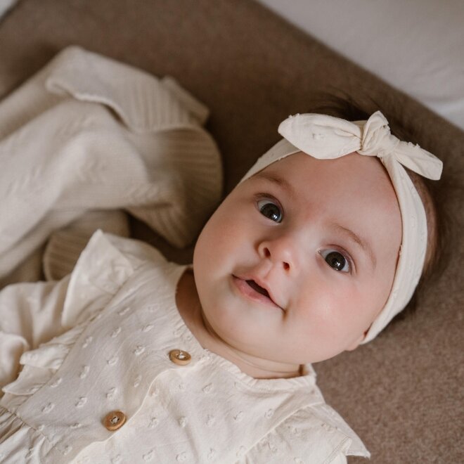 Dirkje Mädchen Baby Bio Kleid Haarband off white