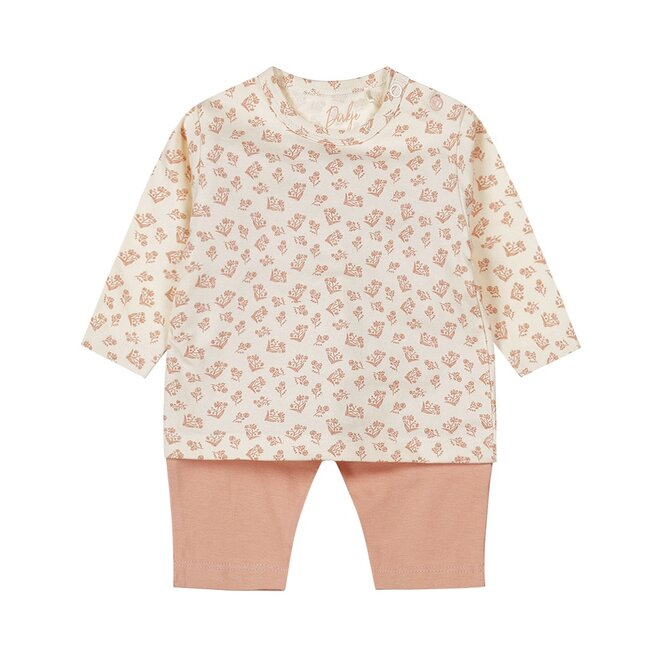 Dirkje girls organic pyjamas old pink off white flowers