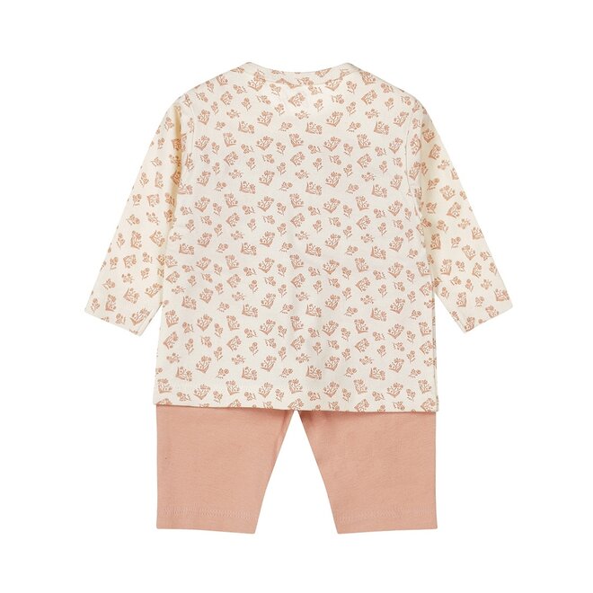 Dirkje girls organic pyjamas old pink off white flowers