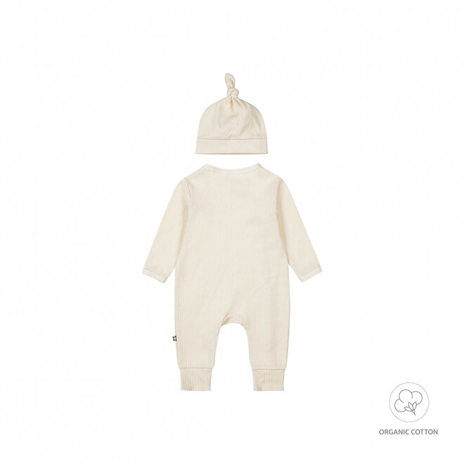 Dirkje unisex baby organic bodysuit hat off white