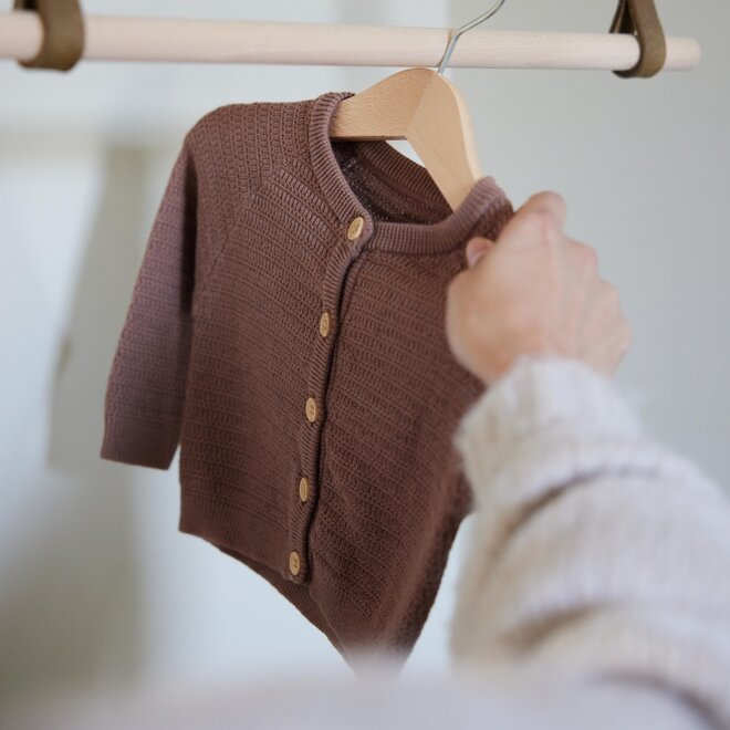 Dirkje unisex baby organic cardigan brown