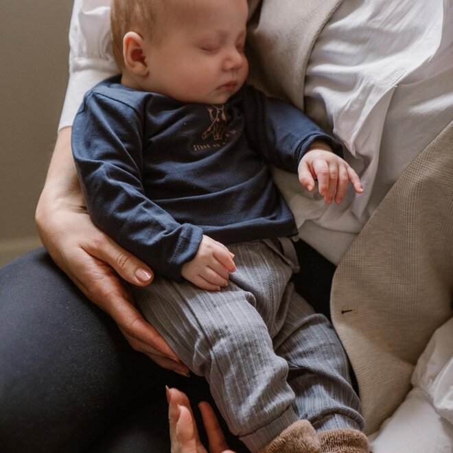 Dirkje boys baby organic trousers 2 pcs soft blue brown