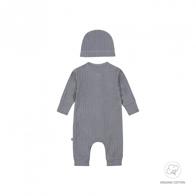 Dirkje boys baby organic sleepsuit hat soft blue