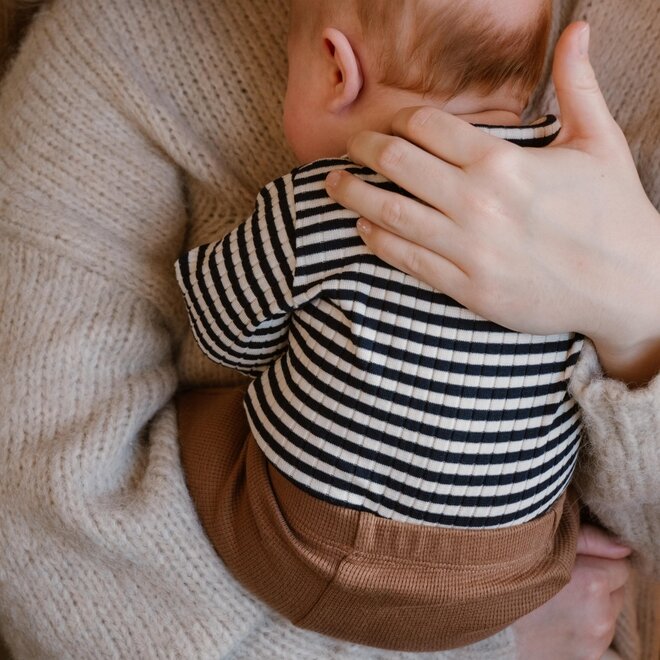 Dirkje boys baby organic longsleeve dark blue striped