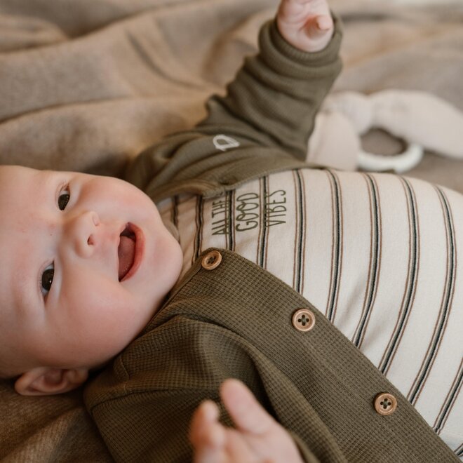 Dirkje Jungen Baby Bio T-shirt Hose Strickjacke grün offwhite