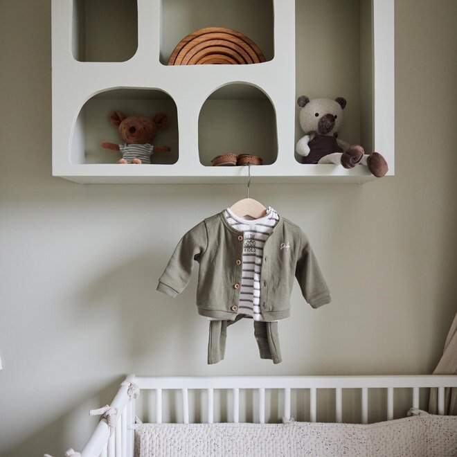 Dirkje Jungen Baby Bio T-shirt Hose Strickjacke grün offwhite