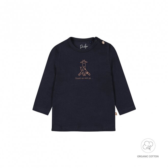 Dirkje boys baby organic longsleeve dark blue giraffe
