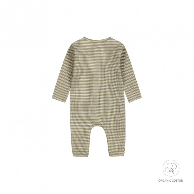 Dirkje boys baby organic box suit soft green striped