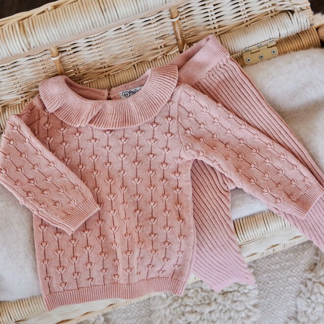 Dirkje Mädchen Baby Set Pullover Hose altrosa Feinstrick