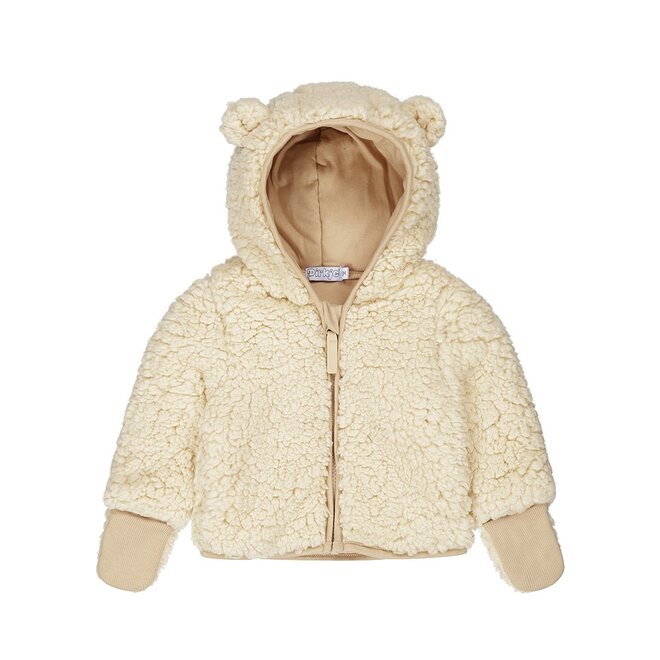 Dirkje unisex teddy jasje zandkleur capuchon