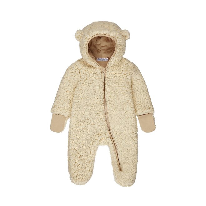 Dirkje unisex teddy snowsuit zandkleur capuchon