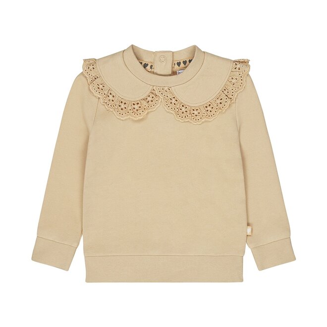 Dirkje girls jumper sand colour collar embroidery