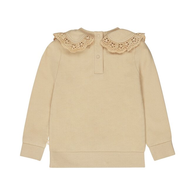 Dirkje girls jumper sand colour collar embroidery