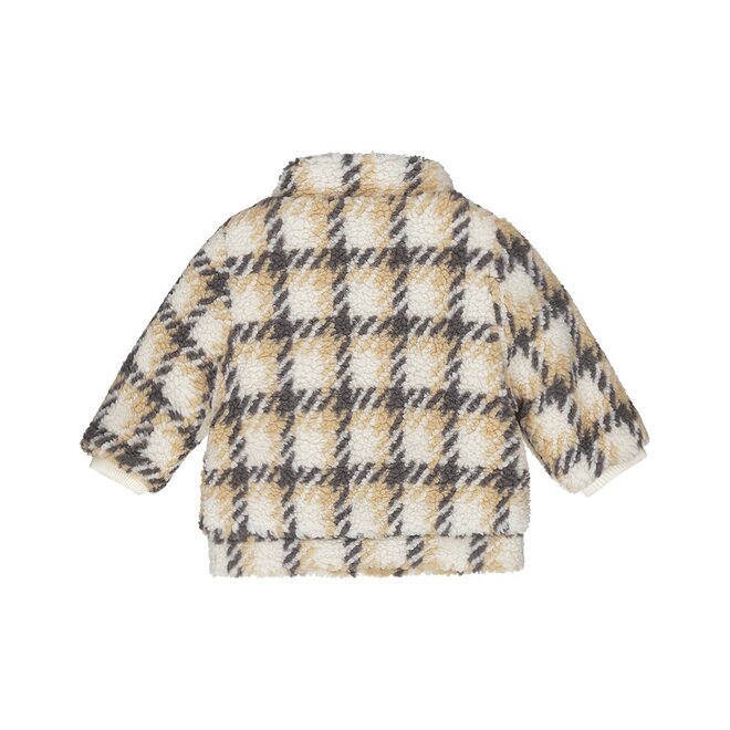 Dirkje Mädchen Jacke off white sandfarben braun kariert teddy
