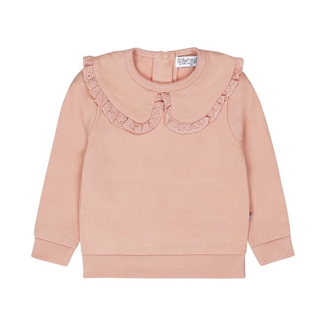 Dirkje girls jumper soft pink collar embroidery