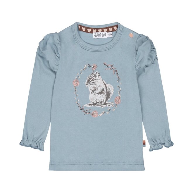 Dirkje girls longsleeve light blue squirrel