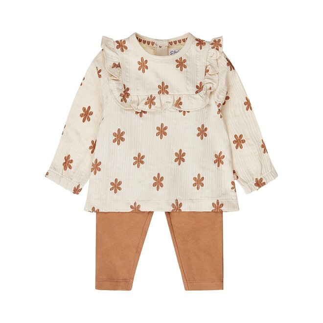 Dirkje girls baby set longsleeve trousers off white brown